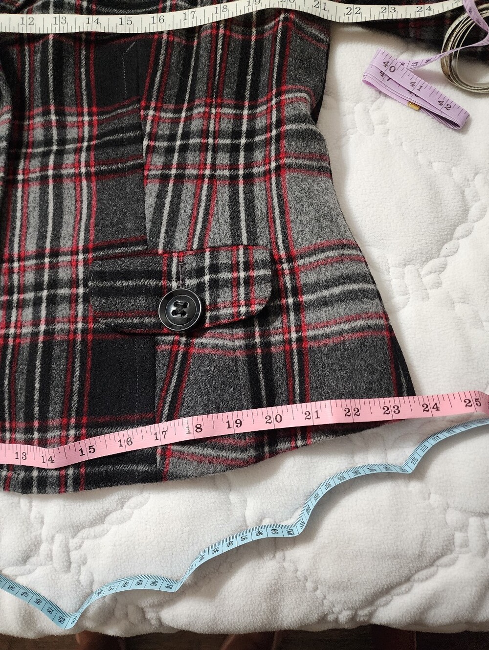 Talbots Black, Gray & Red Plaid Blazer Jacket - Picture 10 of 13
